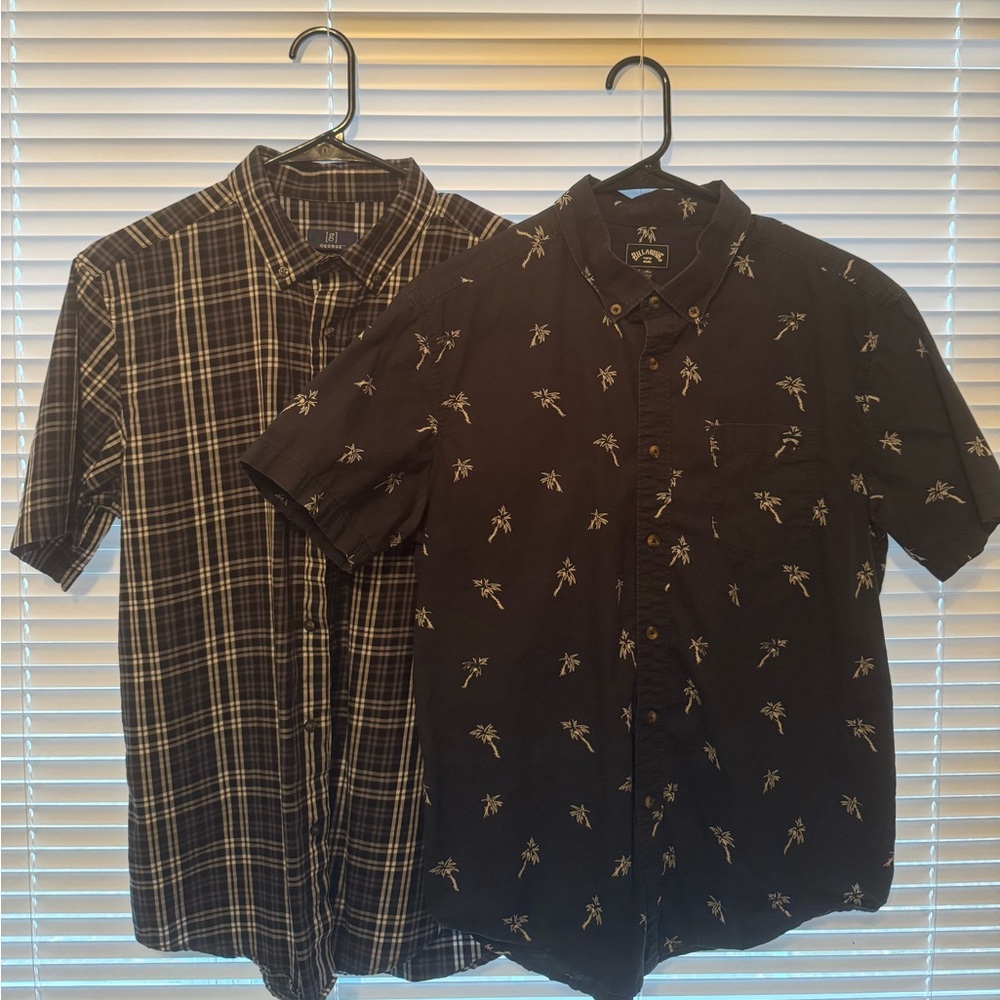 2 Short-Sleeve Button-Up Shirts - Size Small - Billabong & George